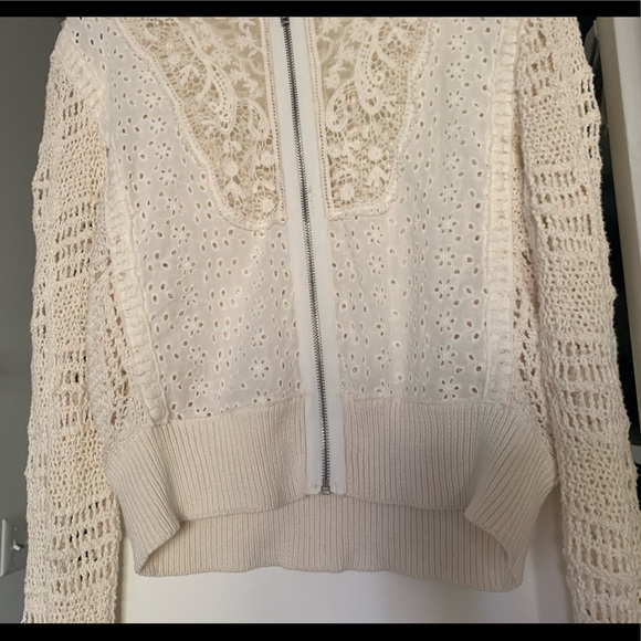 Free People White Lace Knit Jacket - Picture 6 of 6